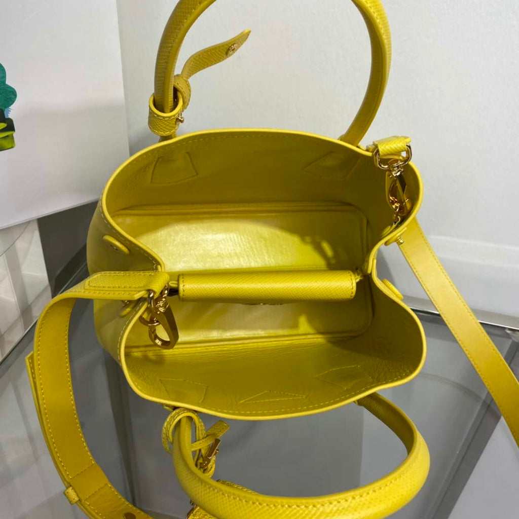 Prada 1BG443 Prada Double Saffiano leather mini bag Yellow