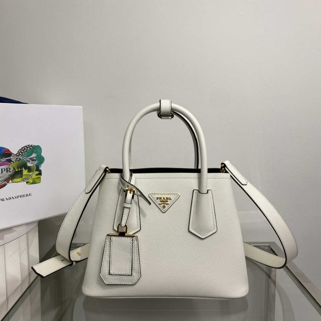 Prada 1BG443 Prada Double Saffiano leather mini bag White - Default Title - View 1