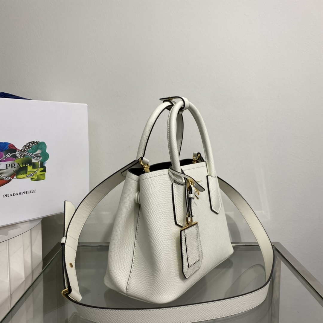 Prada 1BG443 Prada Double Saffiano leather mini bag White