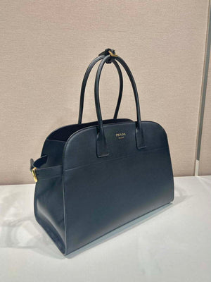 Prada 1BG508 Large leather tote bag with buckles Black - Default Title - View 2