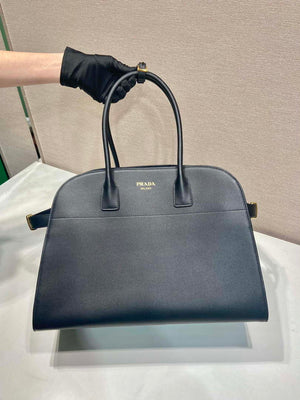 Prada 1BG508 Large leather tote bag with buckles Black - Default Title - View 3