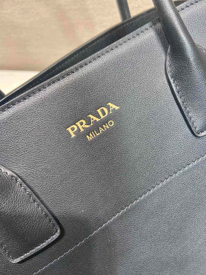 Prada 1BG508 Large leather tote bag with buckles Black - Default Title - View 7