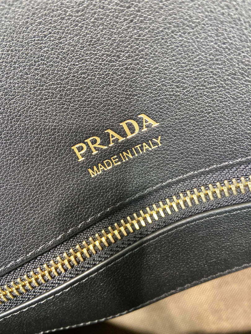 Prada 1BG508 Large leather tote bag with buckles Black - Default Title - View 9