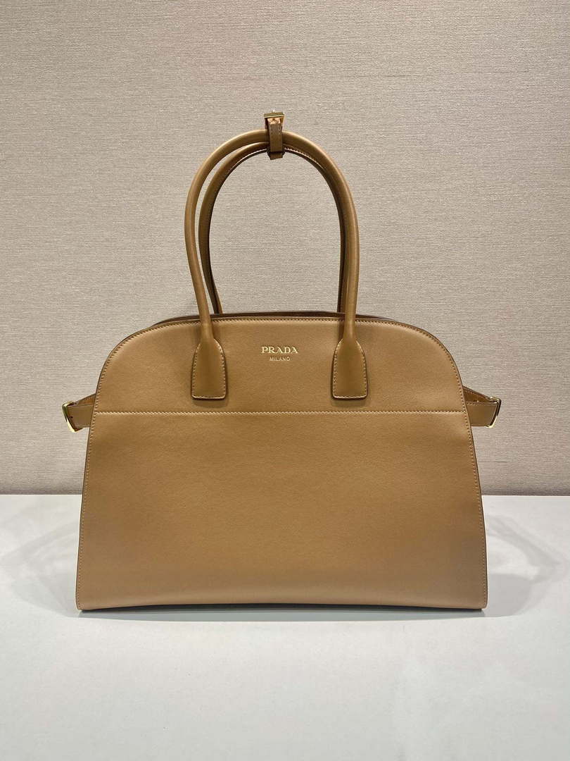 Prada 1BG508 Large leather tote bag with buckles Brown - Default Title - View 1
