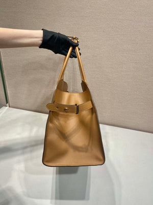 Prada 1BG508 Large leather tote bag with buckles Brown - Default Title - View 5