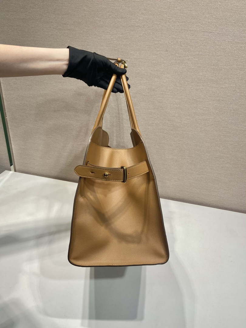 Prada 1BG508 Large leather tote bag with buckles Brown - Default Title - View 5