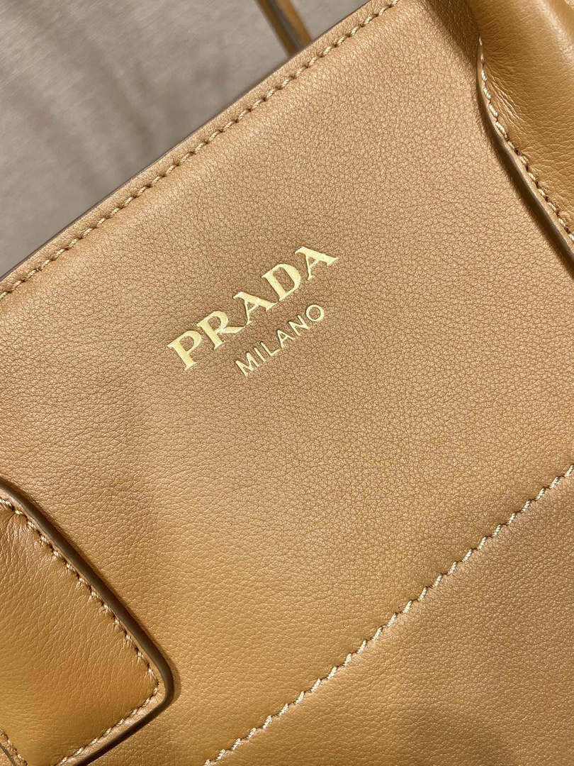 Prada 1BG508 Large leather tote bag with buckles Brown - Default Title - View 7