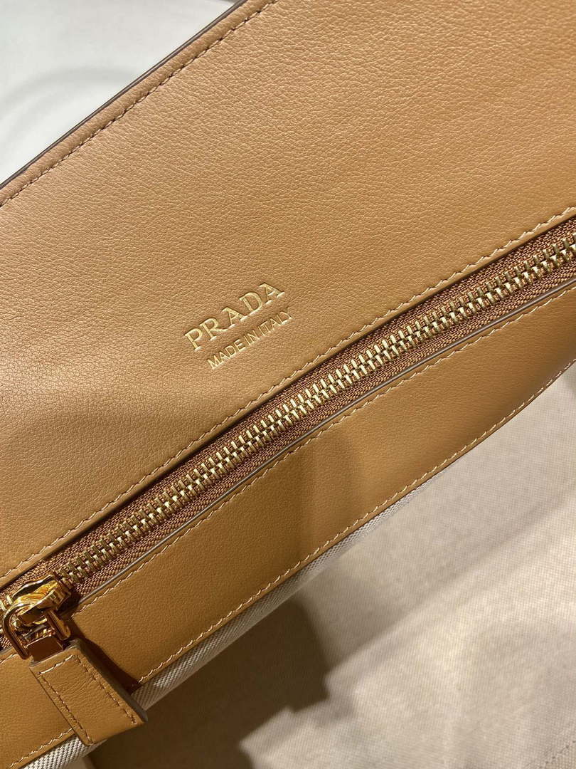 Prada 1BG508 Large leather tote bag with buckles Brown - Default Title - View 9