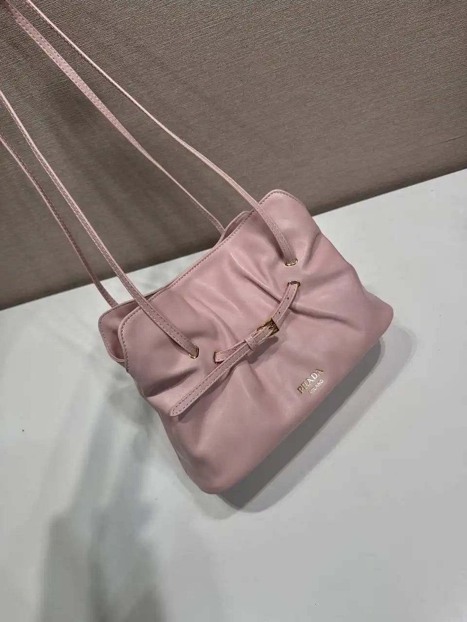Prada 1BG586 Powder Pink Small Prada Dada nappa leather bag