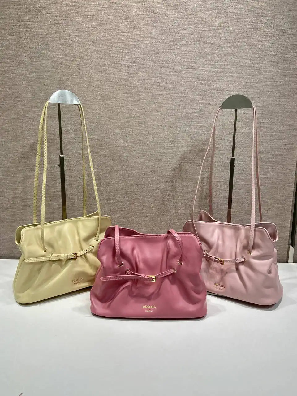 Prada 1BG586 Rose Red Small Prada Dada nappa leather bag