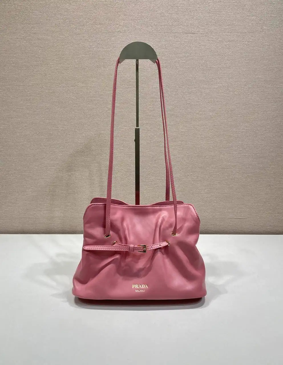 Prada 1BG586 Rose Red Small Prada Dada nappa leather bag