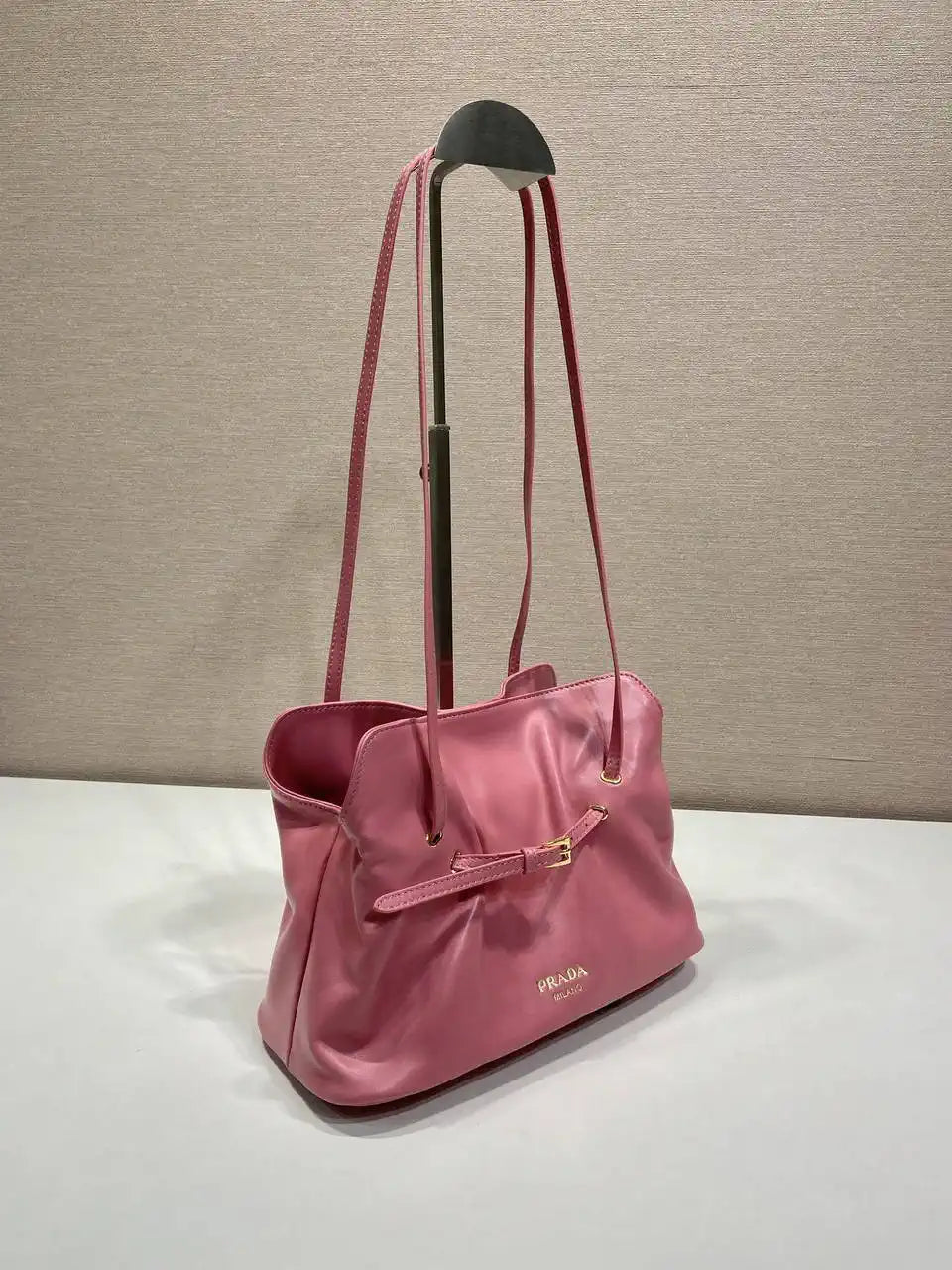 Prada 1BG586 Rose Red Small Prada Dada nappa leather bag