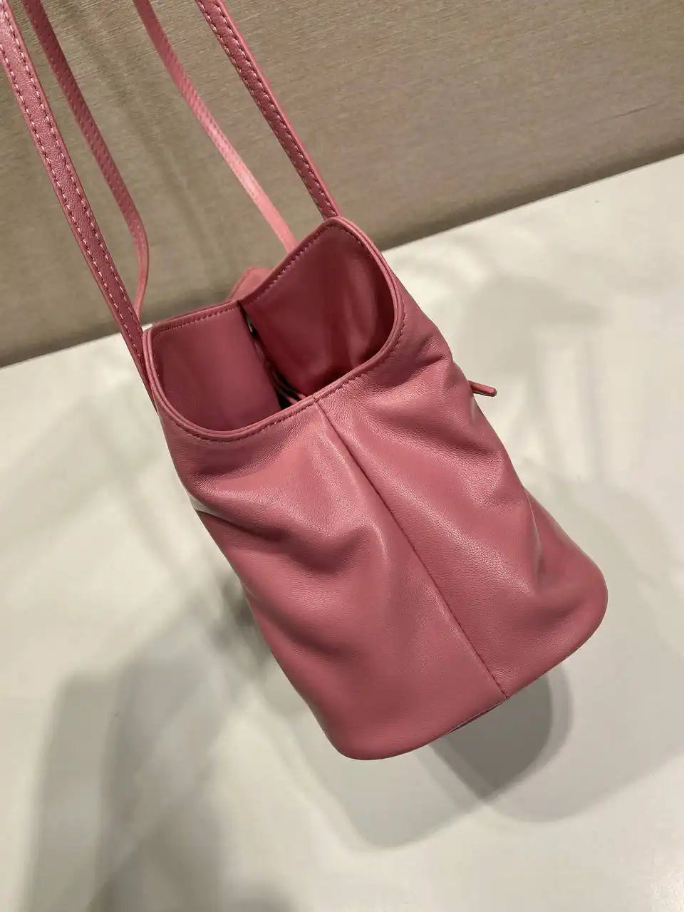 Prada 1BG586 Rose Red Small Prada Dada nappa leather bag