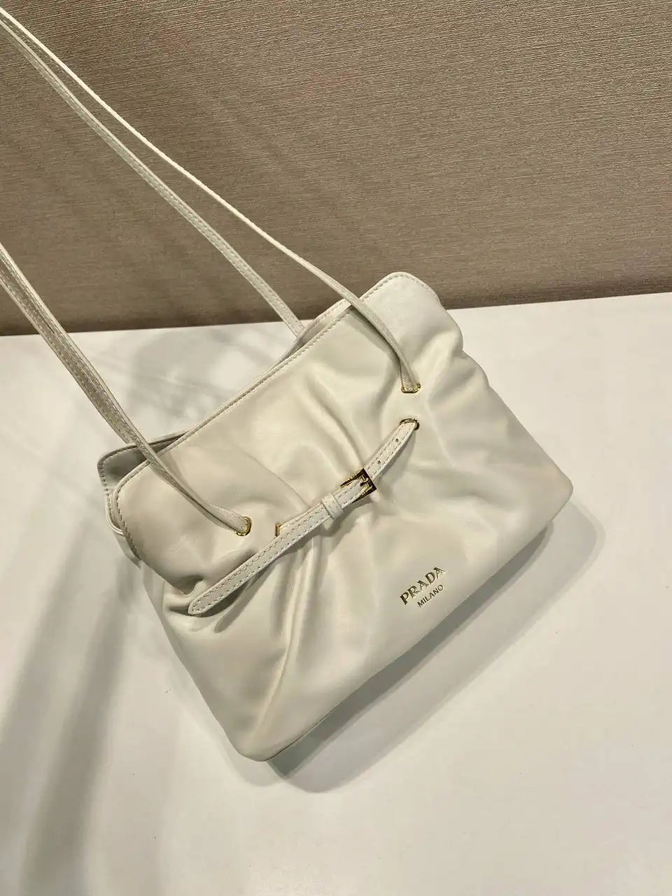 Prada 1BG586 White Small Prada Dada nappa leather bag