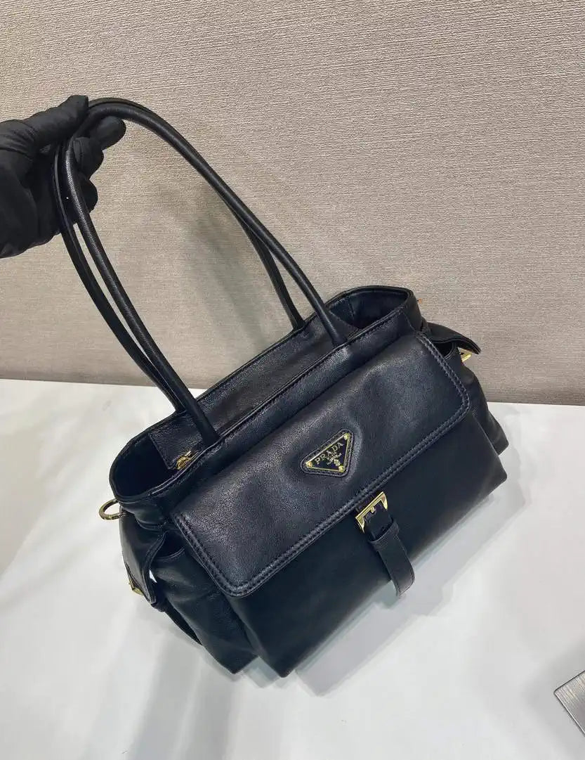 Prada Explore medium nappa leather tote bag 1BG596 Black
