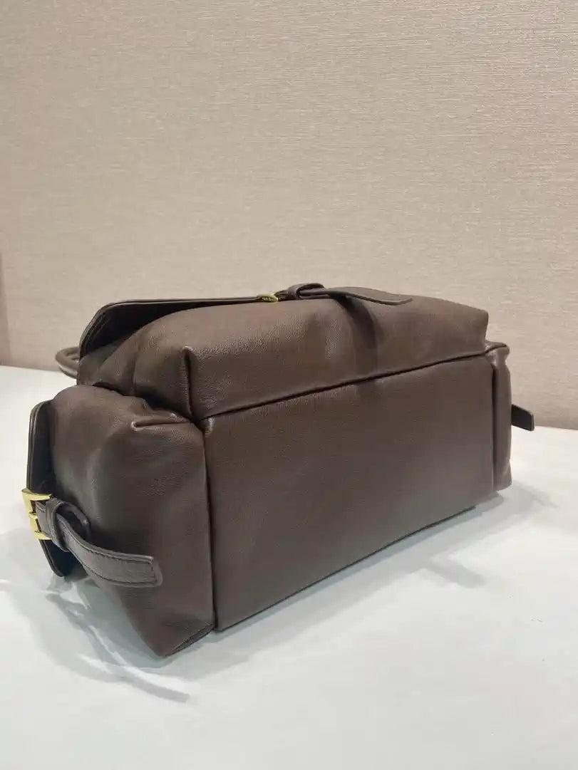 Prada Explore medium nappa leather tote bag 1BG596 Dark Brown