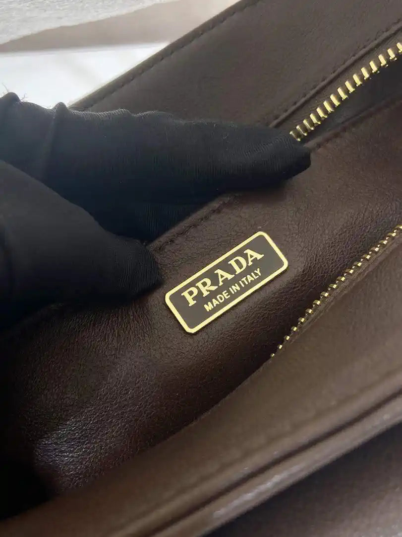 Prada Explore medium nappa leather tote bag 1BG596 Dark Brown