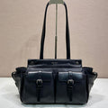 Prada 1BG645 Route medium leather tote bag Black