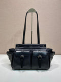 Prada 1BG645 Route medium leather tote bag Black