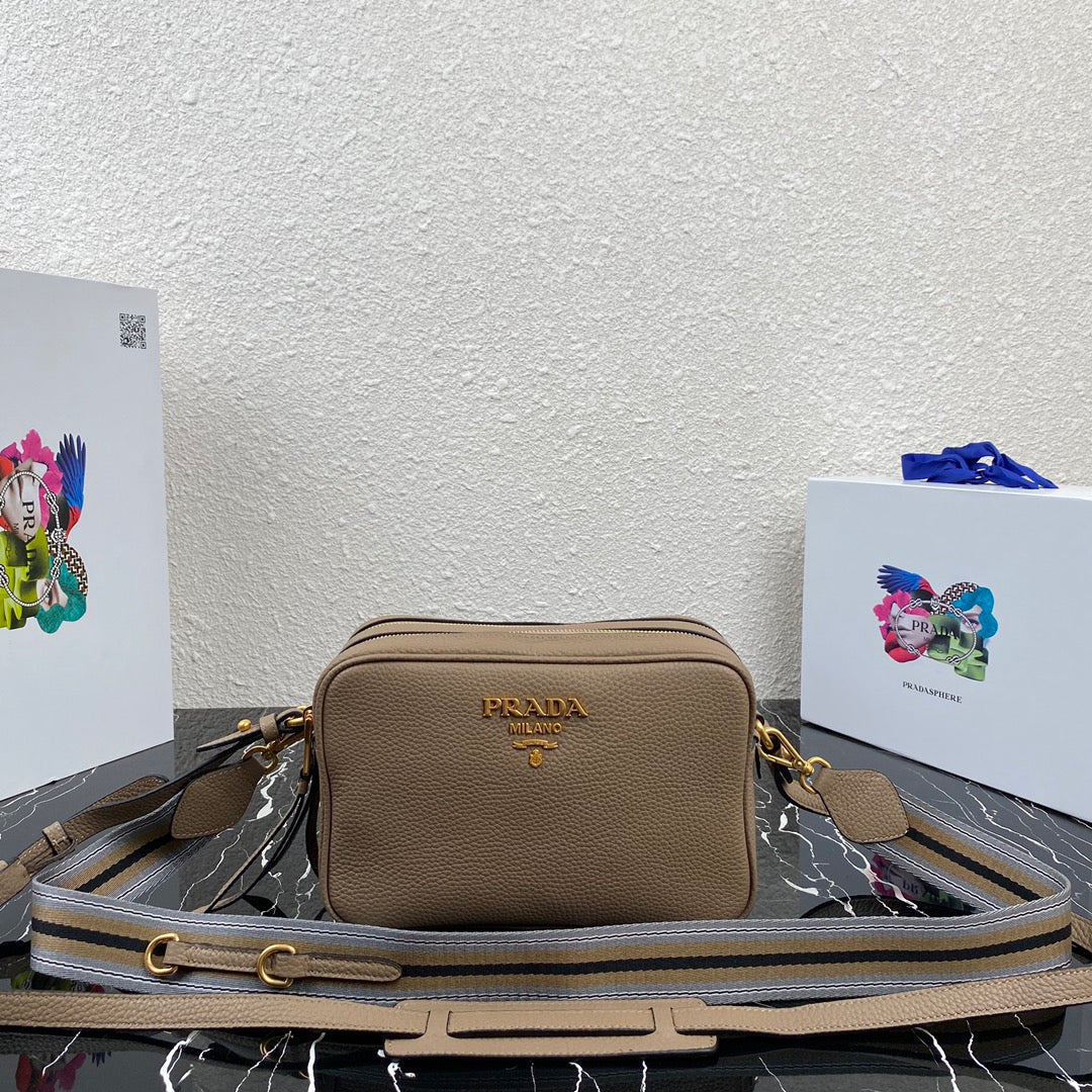 Prada 1BH082 Leather bag with shoulder strap Apricot Gold
