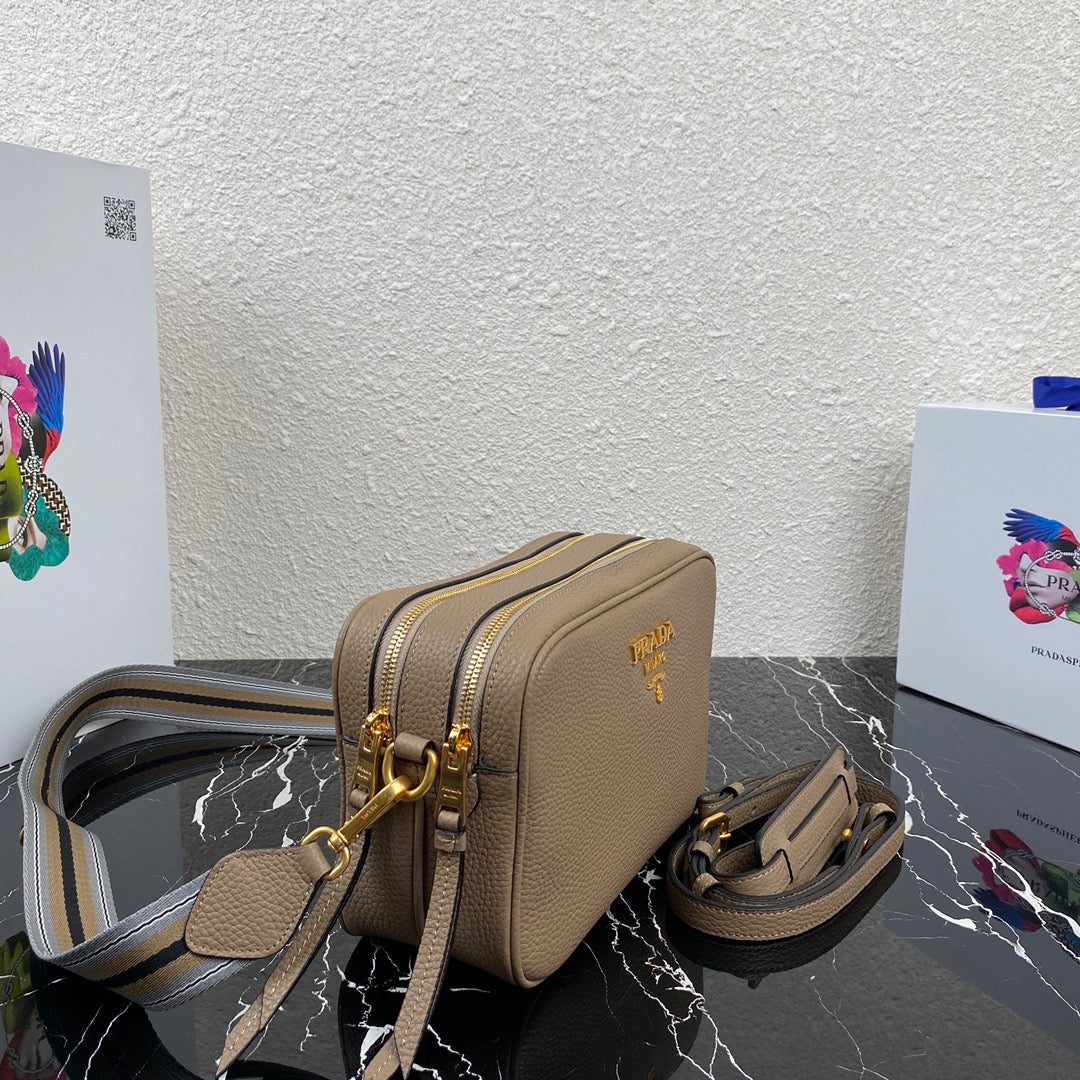 Prada 1BH082 Leather bag with shoulder strap Apricot Gold