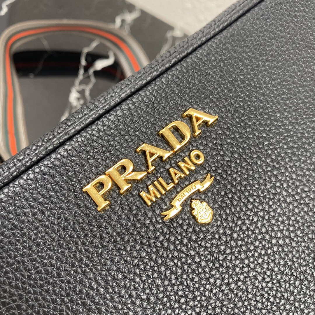 Prada 1BH082 Leather bag with shoulder strap Black Gold - Default Title - View 2