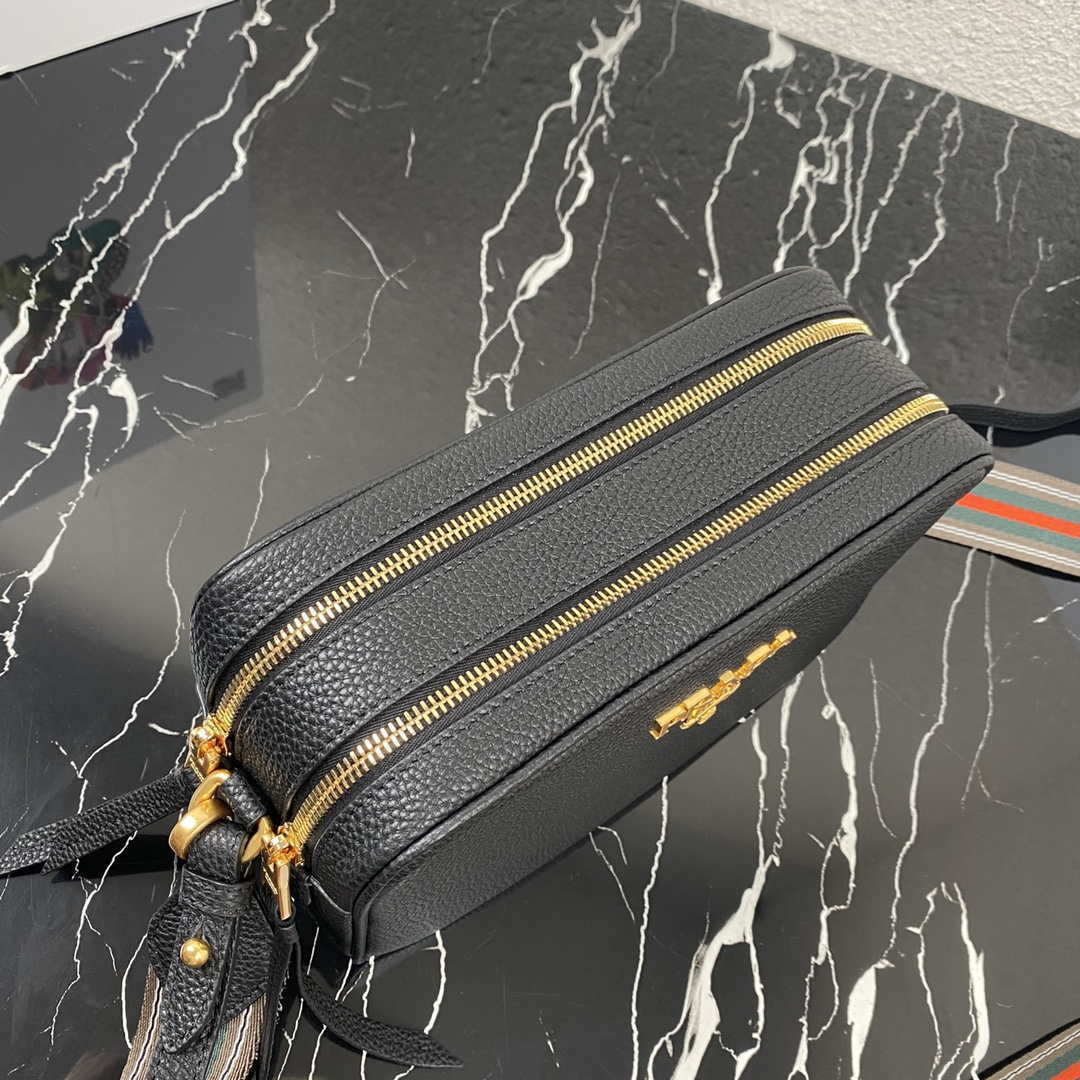 Prada 1BH082 Leather bag with shoulder strap Black Gold - Default Title - View 4