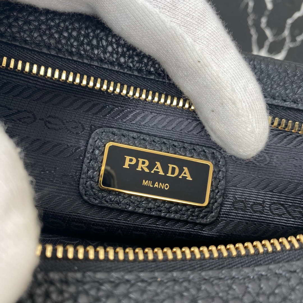 Prada 1BH082 Leather bag with shoulder strap Black Gold