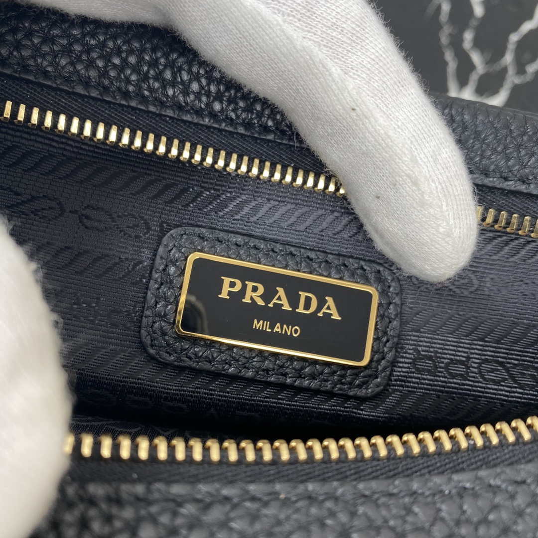 Prada 1BH082 Leather bag with shoulder strap Black Gold - Default Title - View 6