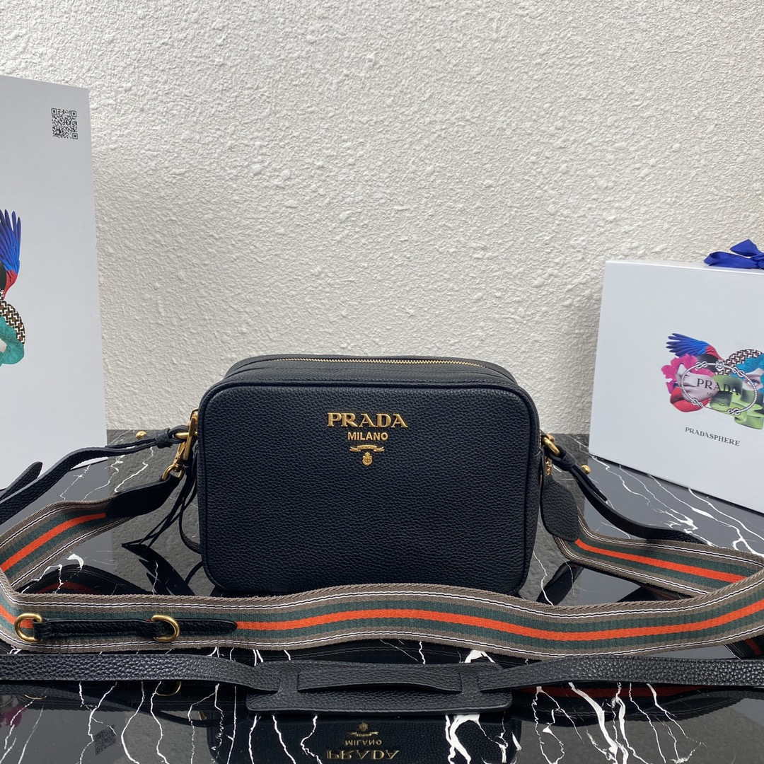 Prada 1BH082 Leather bag with shoulder strap Black Gold - Default Title - View 7