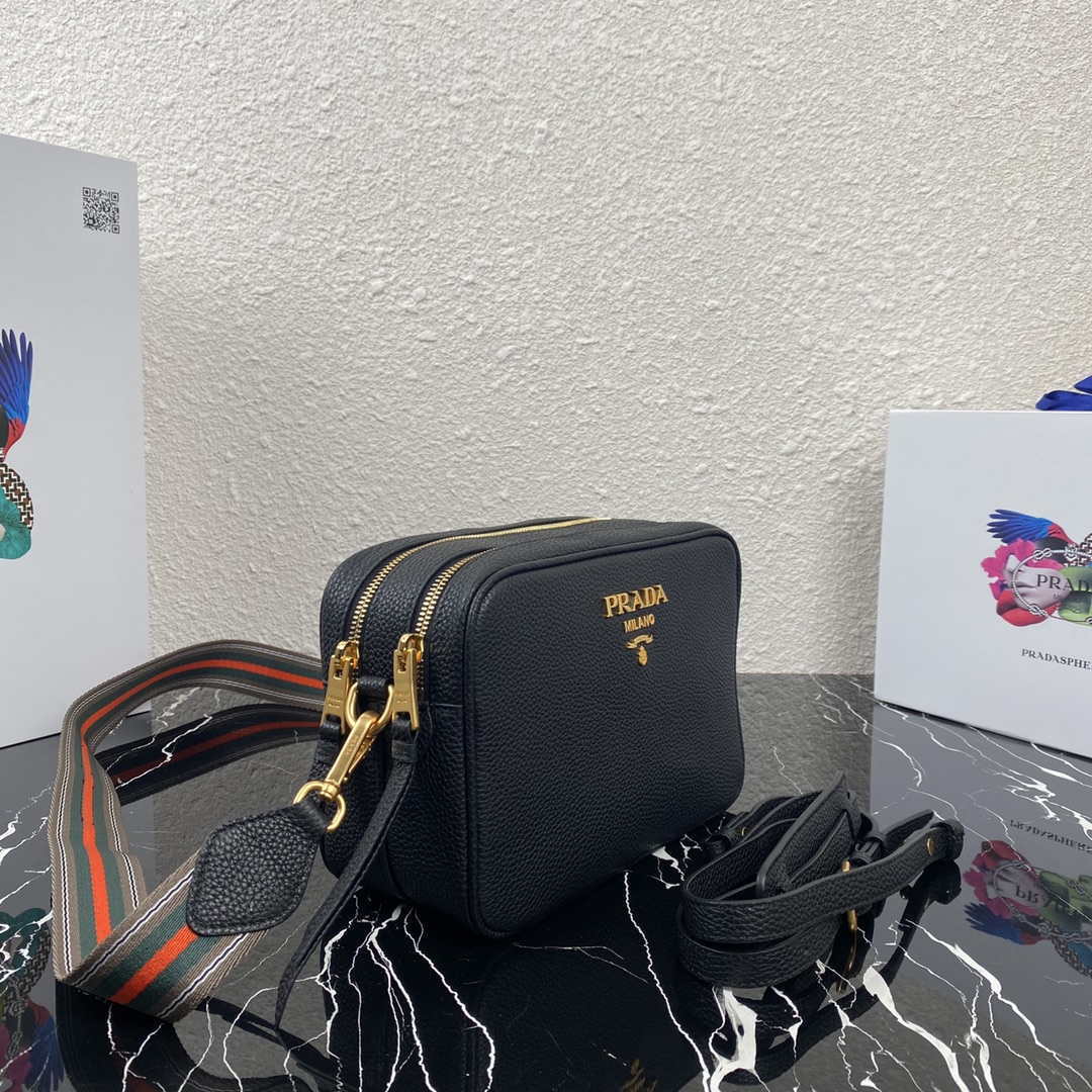 Prada 1BH082 Leather bag with shoulder strap Black Gold - Default Title - View 8
