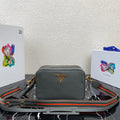 Prada 1BH082 Leather bag with shoulder strap Gray Gold