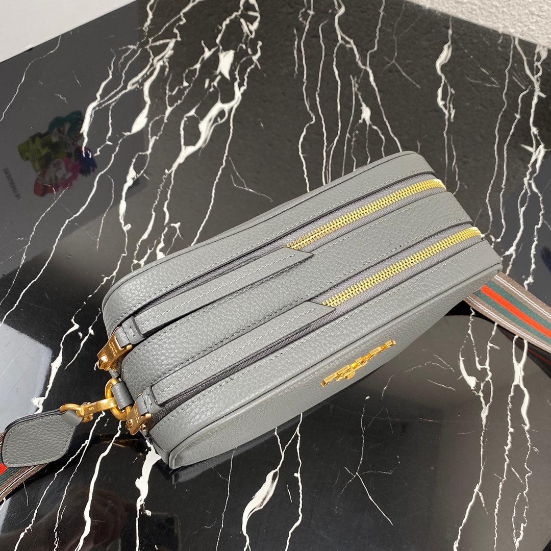 Prada 1BH082 Leather bag with shoulder strap Gray Gold - Default Title - View 7