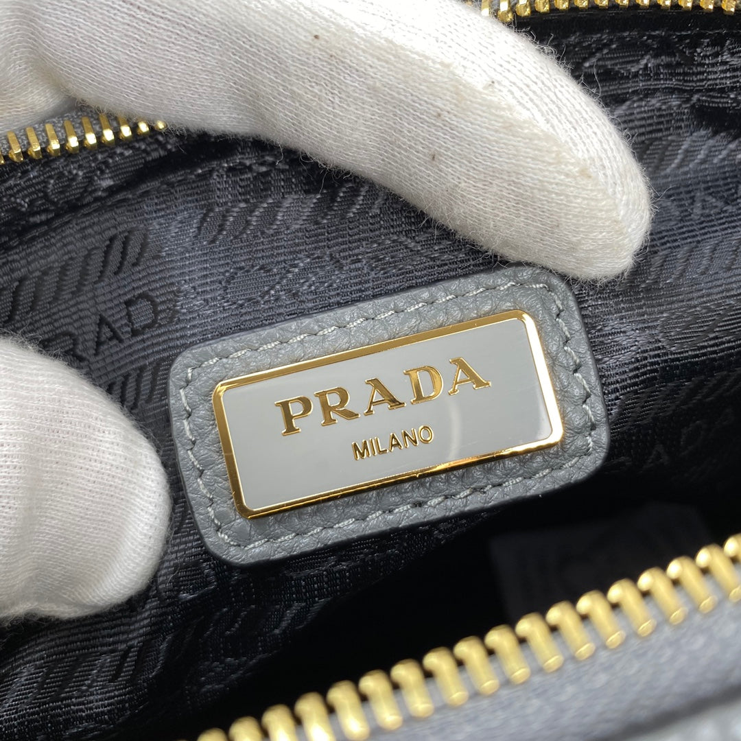 Prada 1BH082 Leather bag with shoulder strap Gray Gold - Default Title - View 9