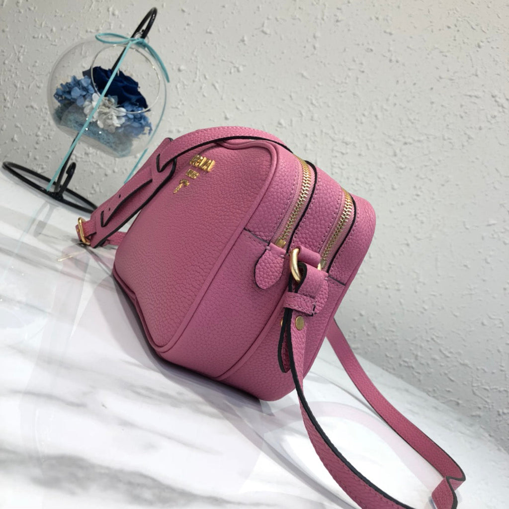 Prada 1BH082 Leather bag with shoulder strap Rose Red Gold