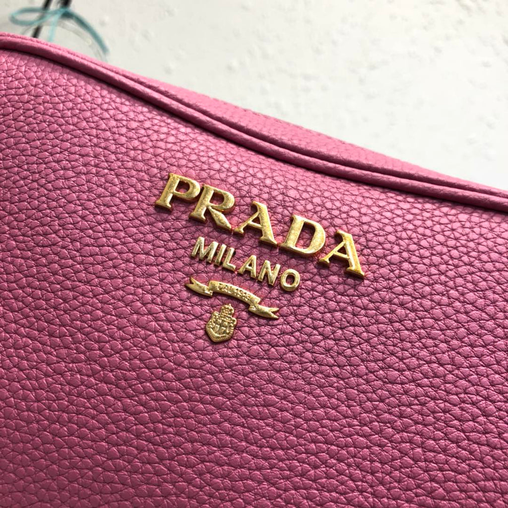 Prada 1BH082 Leather bag with shoulder strap Rose Red Gold