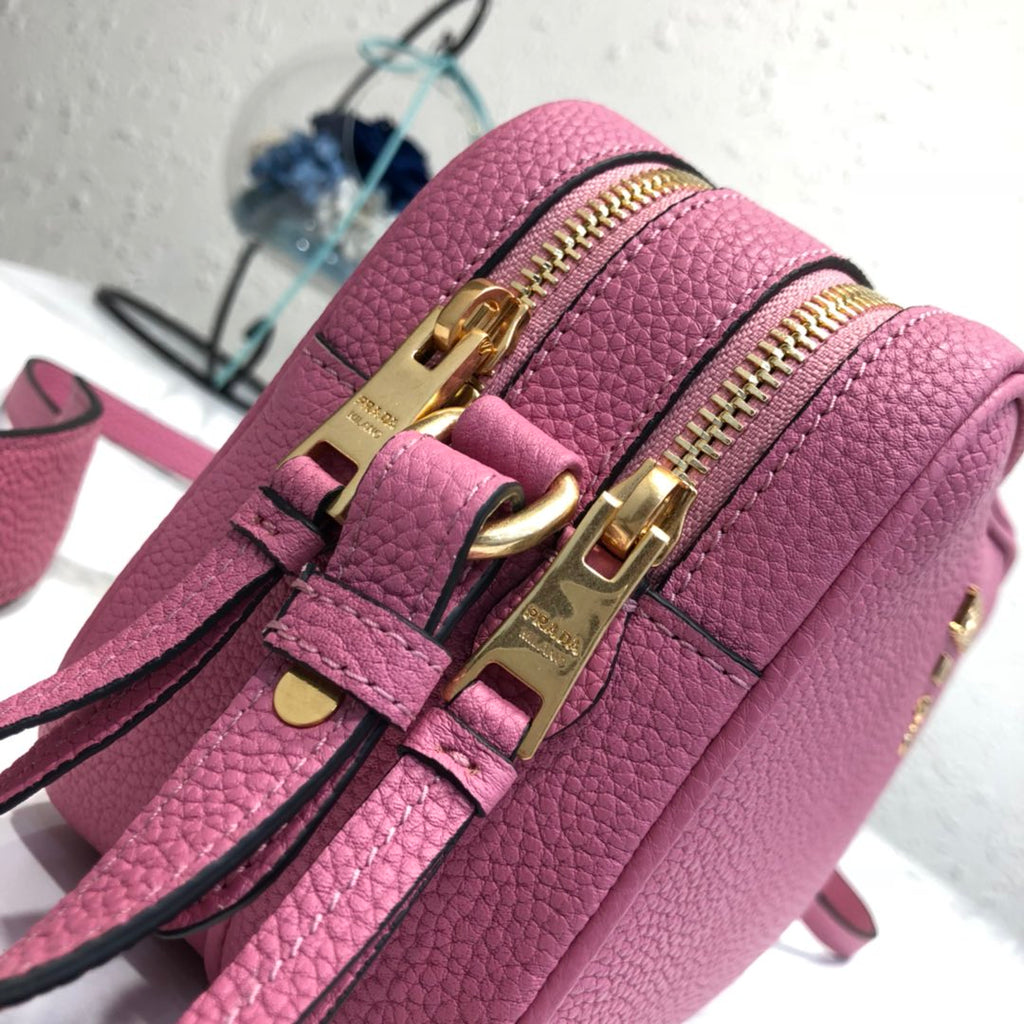 Prada 1BH082 Leather bag with shoulder strap Rose Red Gold