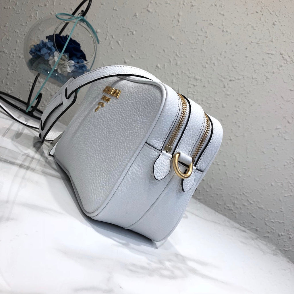 Prada 1BH082 Leather bag with shoulder strap White Gold