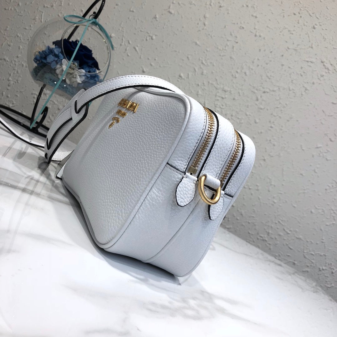 Prada 1BH082 Leather bag with shoulder strap White Gold