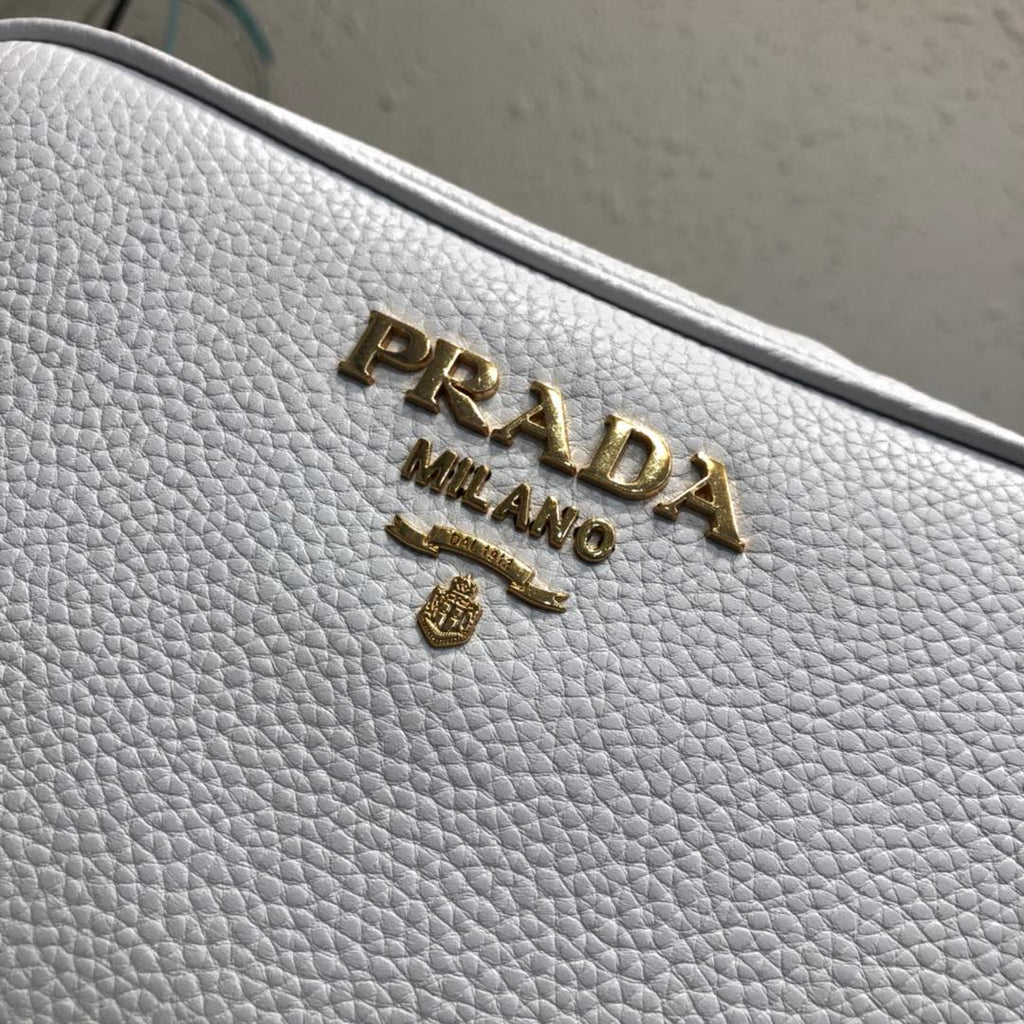 Prada 1BH082 Leather bag with shoulder strap White Gold
