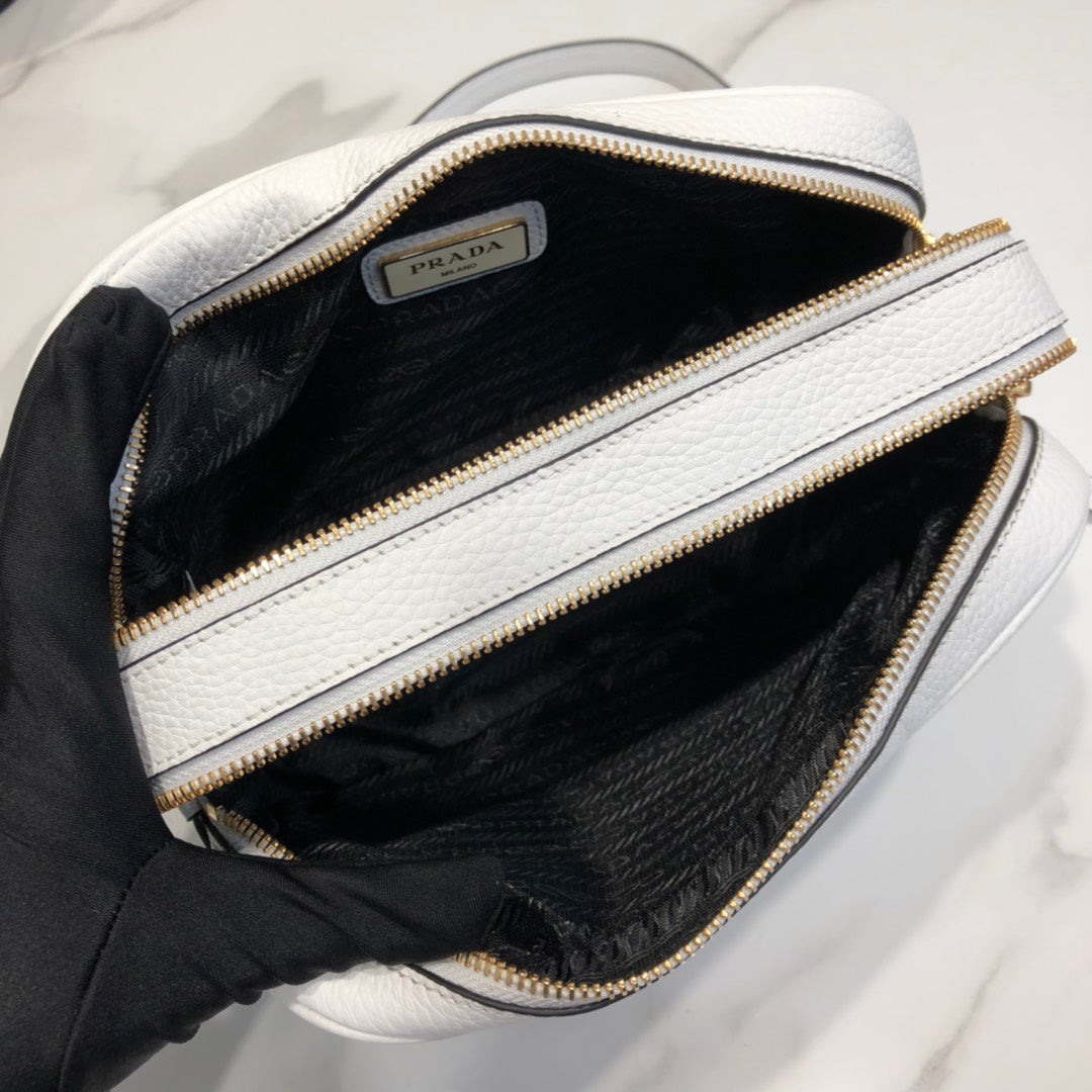 Prada 1BH082 Leather bag with shoulder strap White Gold