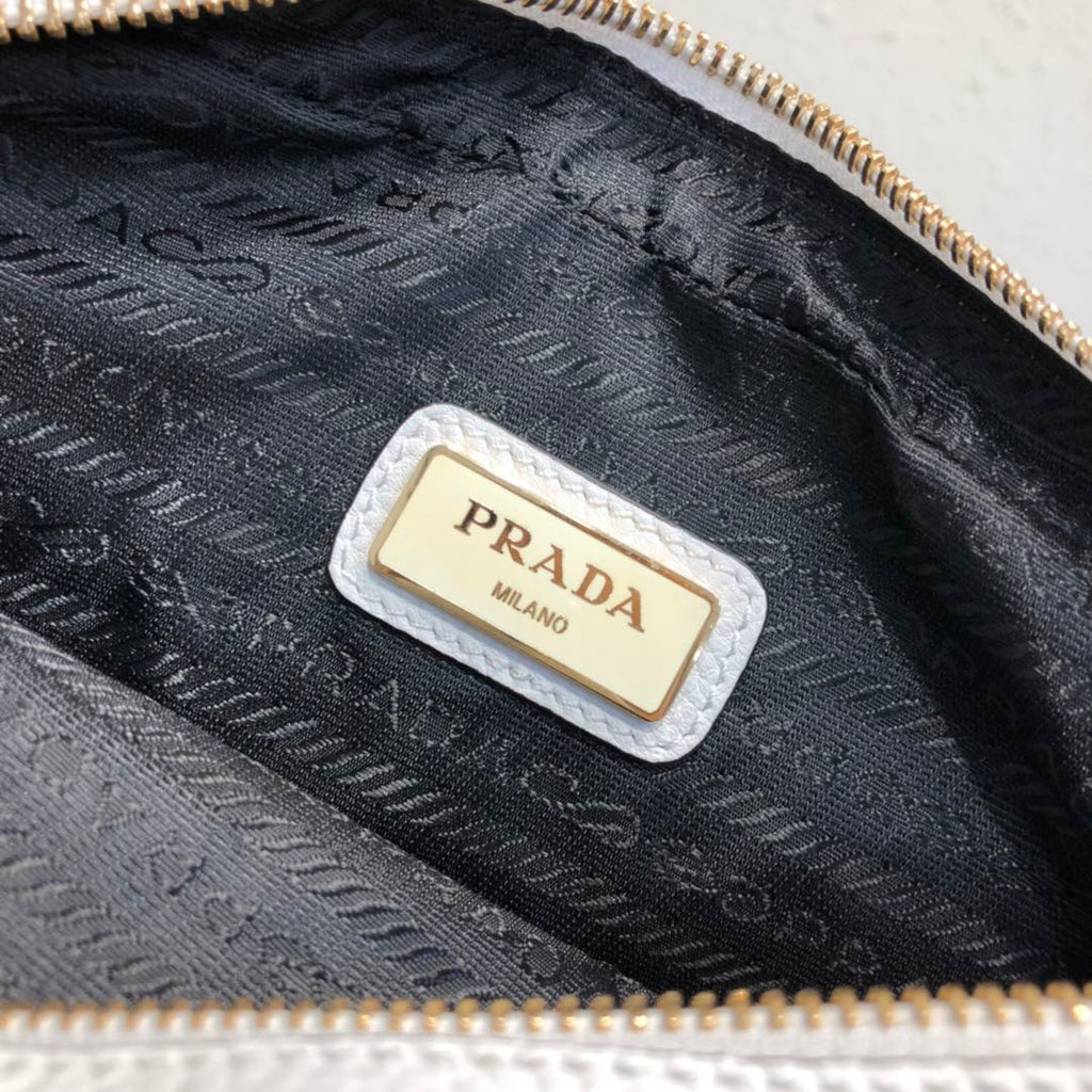 Prada 1BH082 Leather bag with shoulder strap White Gold