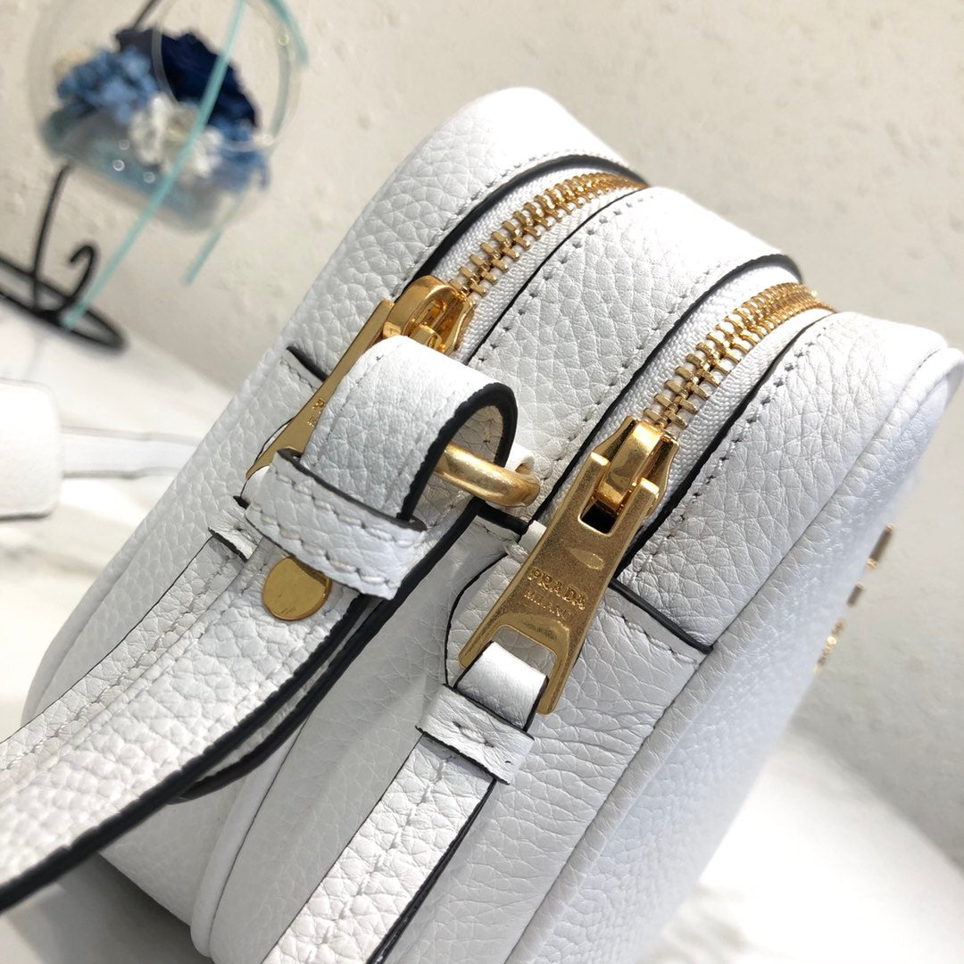Prada 1BH082 Leather bag with shoulder strap White Gold