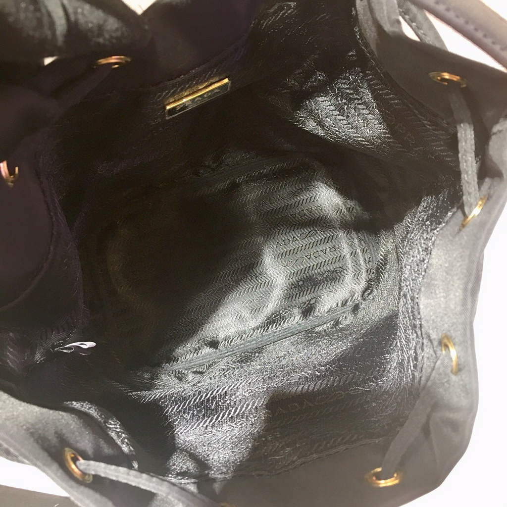 Prada 1BH097 Bucket Jacquard Logo Convertible Medium black