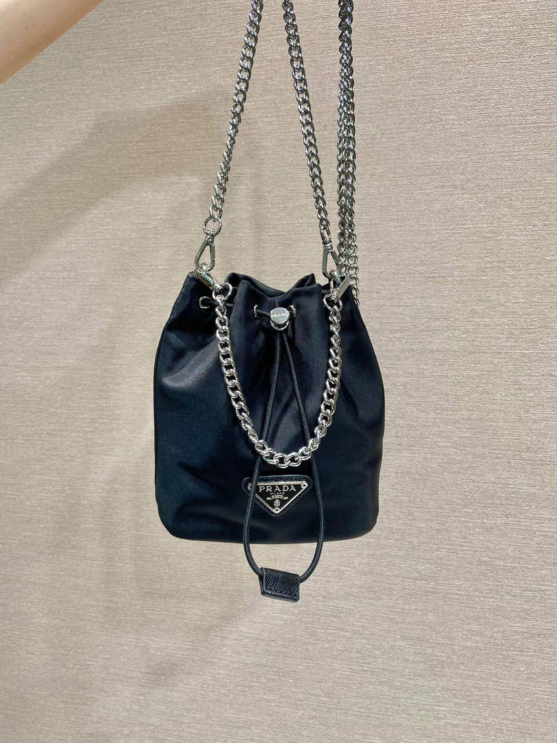Prada 1BH112 imported nylon mini bucket bag Black - Default Title - View 1