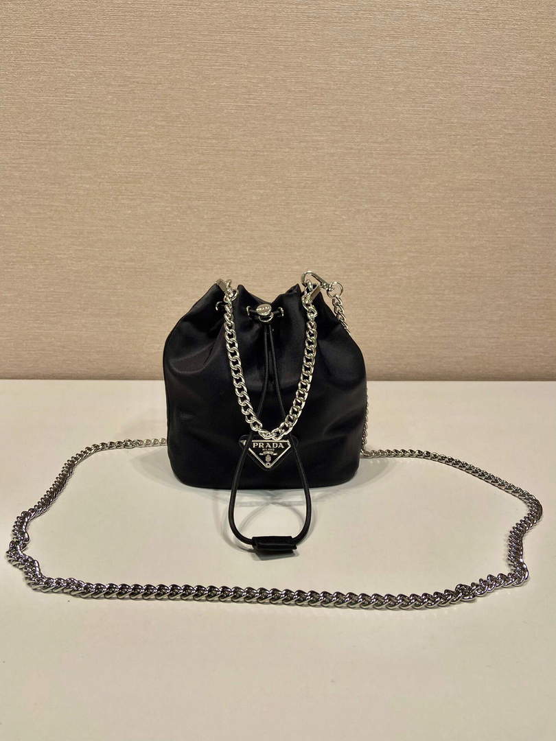 Prada 1BH112 imported nylon mini bucket bag Black