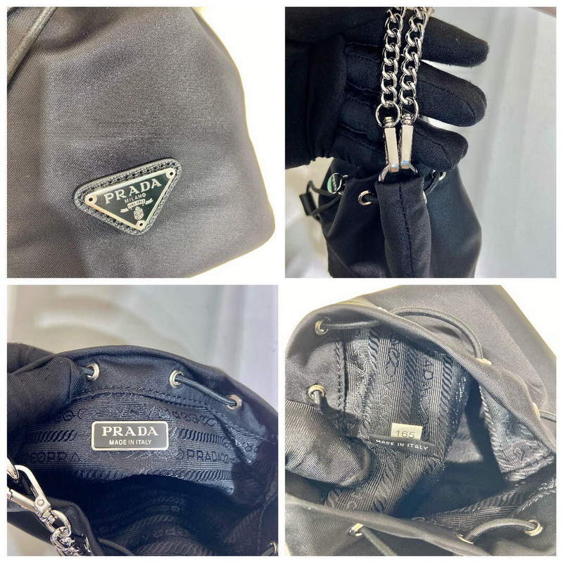 Prada 1BH112 imported nylon mini bucket bag Black