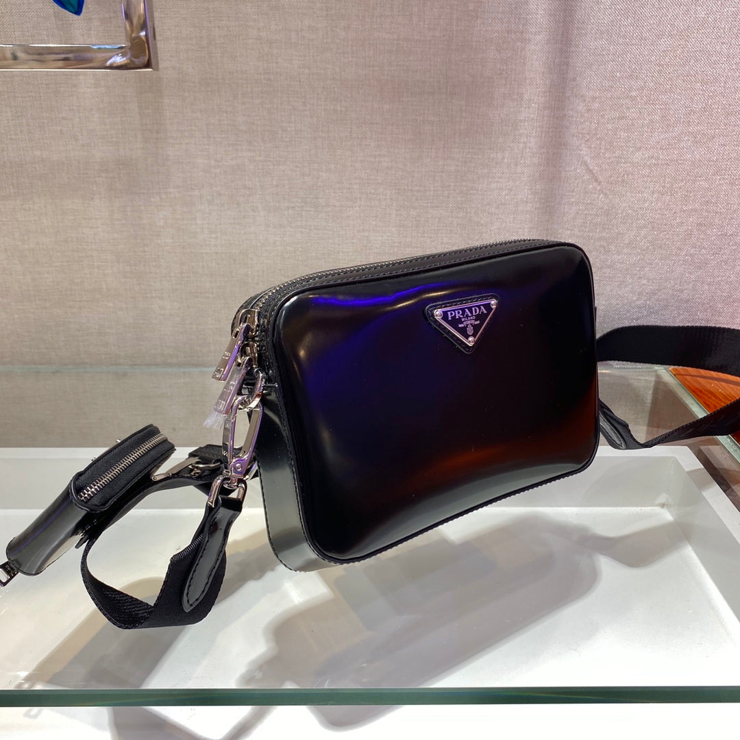 Prada 1BH180 Prada Brique brushed leather bag Black - Default Title - View 2