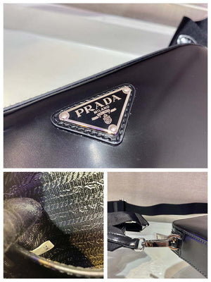 Prada 1BH180 Prada Brique brushed leather bag Black - Default Title - View 9