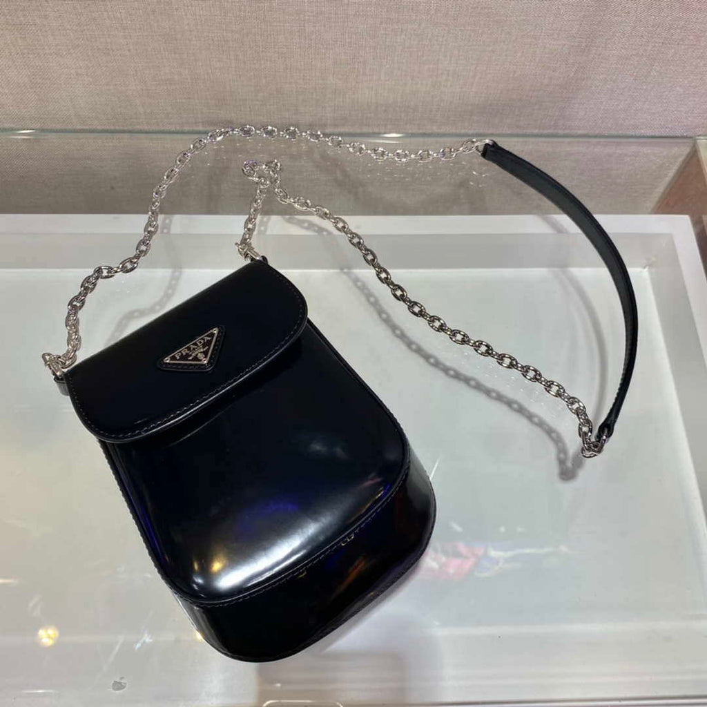 Prada 1BH185 Mini Cleo BRUSHED Leather Black